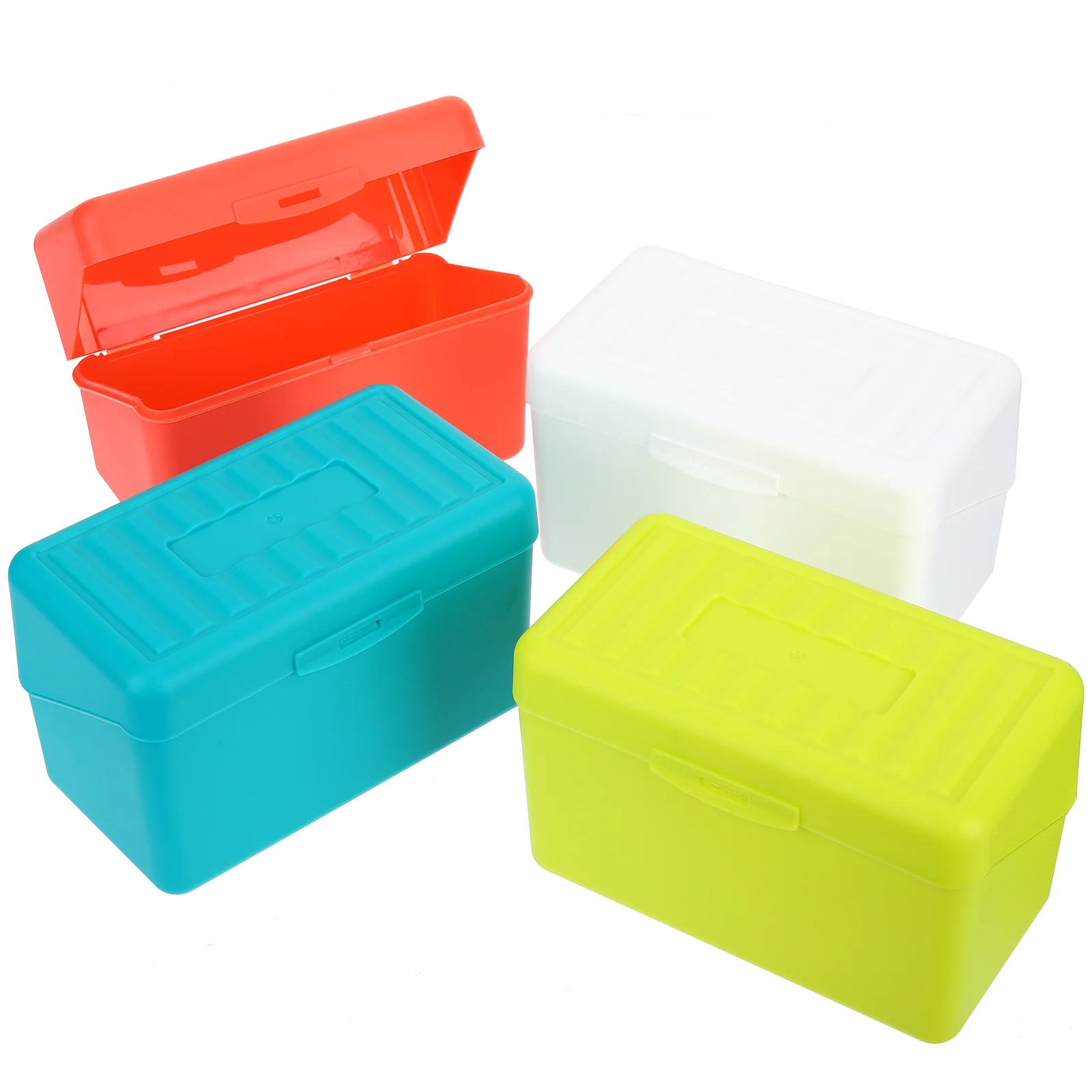

4 Pcs Index Card File Box Flash Organizer Holder 3x5 Case Plastic Folders Go Containers Recipes