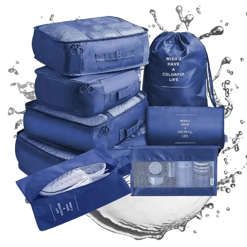 

Packing Cubes 8Pcs Travel Suitcase Storage Bag For Women Men Clothes Tidy Organizer Wardrobe Pouch Shoes Case Travel Bag