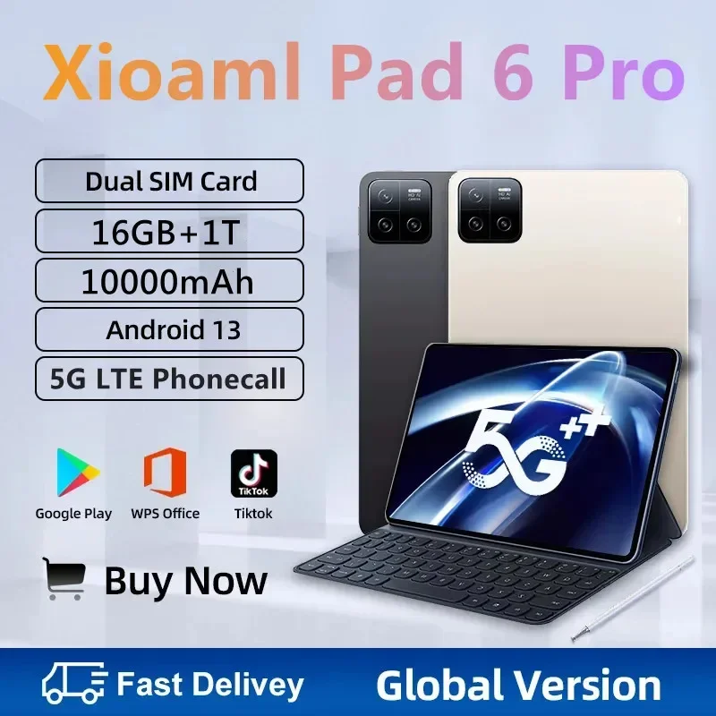 Глобальная прошивка планшета Pad 6 PRO планшет с Android 13 16 ГБ 1T 11 pulgadas 2024 мАч 5G SIM Dual