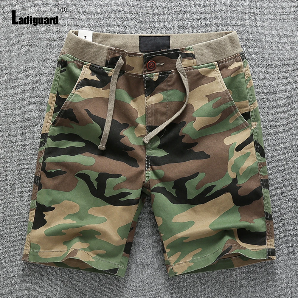 Ladiguard Men Casual Pockets Design Shorts Summer Camouflage Beach Shorts Male Drawstring Short Pants Sexy Mens Clothing 2023
