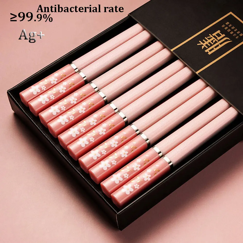 

1-5Pairs Amber Sakura Chopsticks Reusable Cherry Blossom Non-slip Japanese Sushi Food Stick Chinese Antibiosis Cooking Tableware