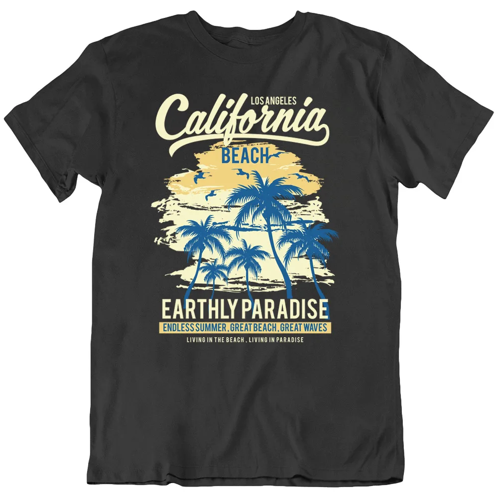 Летняя хипстерская Футболка с принтом Калифорния пляж земной рай Ла-Лос-Анджелес