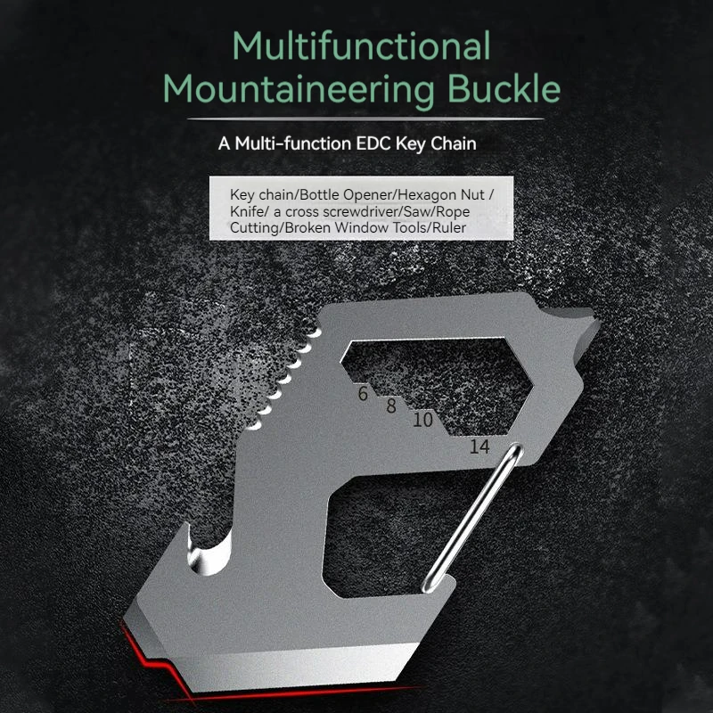 High Carbon Steel Multitool EDC Outdoor Multifuction Camping Survival Tools Portable Bottle Opener Key Carabiner Wrench