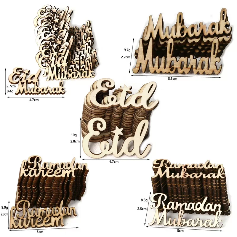 

15pcs Wooden Eid Mubarak Ramadan Wood Chips Laser Cut Wood Confetti Table Scatter Islam Mubarak Kareem Party Ornament Decor