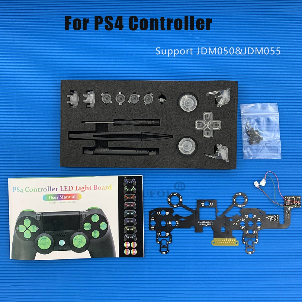 

Для беспроводного контроллера PS4 (JDM-050 & JDM-055), светодиодная Светильник ительная панель, кнопка «сделай сам», аналоговый джойстик, светильник ...
