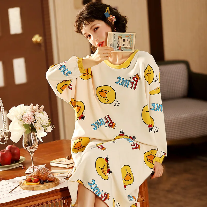 Spring and Autumn New Women's Nightdress Long Sleeve Sweet Home Service Sexy Nightwear Sleep Tops Sleepwear Women Night Gown