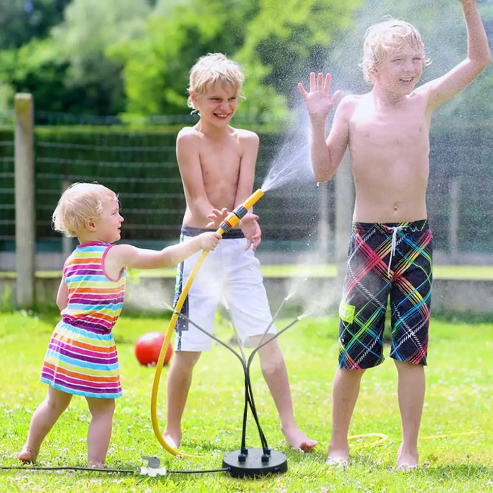 

40%HOTStand Misting System Bendable Tube Kids Water Playing Black 4 Brass Nozzles Cooling System for Outdoor