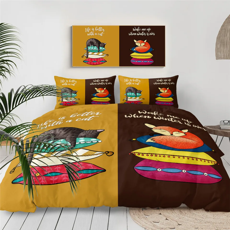 

2/3 шт., набор постельного белья с рисунком кота