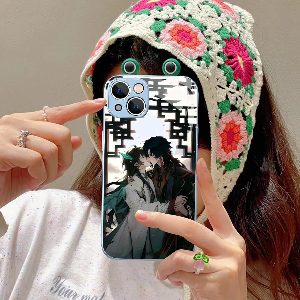 H-Honaki B-Blade x Dan Heng Phone Case Tempered Glass For iphone 14 13 12 11 Pro Mini XS MAX 14Plus X XR Fundas