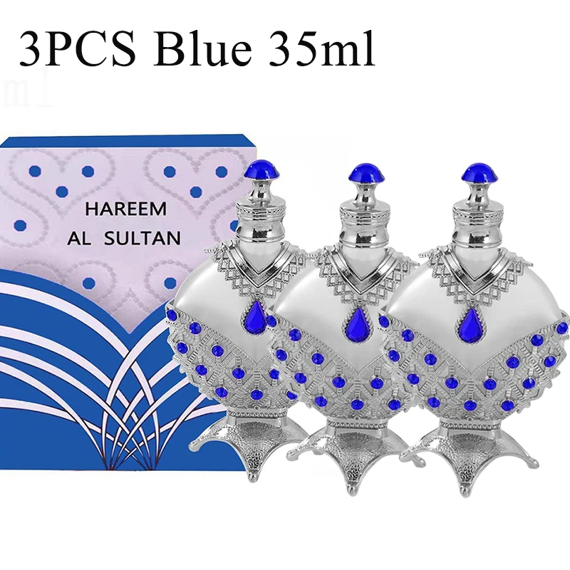 

3pcs Hareem Al Sultan Perfume Oil Blue Arabian Style Concentrated Perfume Oil Perfume For Women Men Long Lasting Perfume Oil