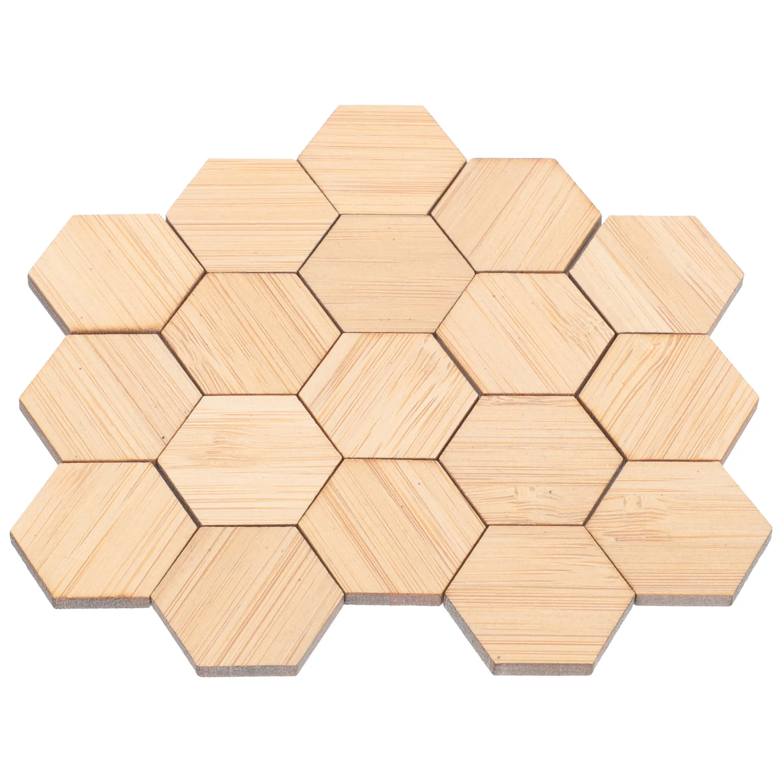 

24 Pcs Hexagon Floor Miniature Flooring House Simulated Floorboards Toy Room Decorations Bamboo