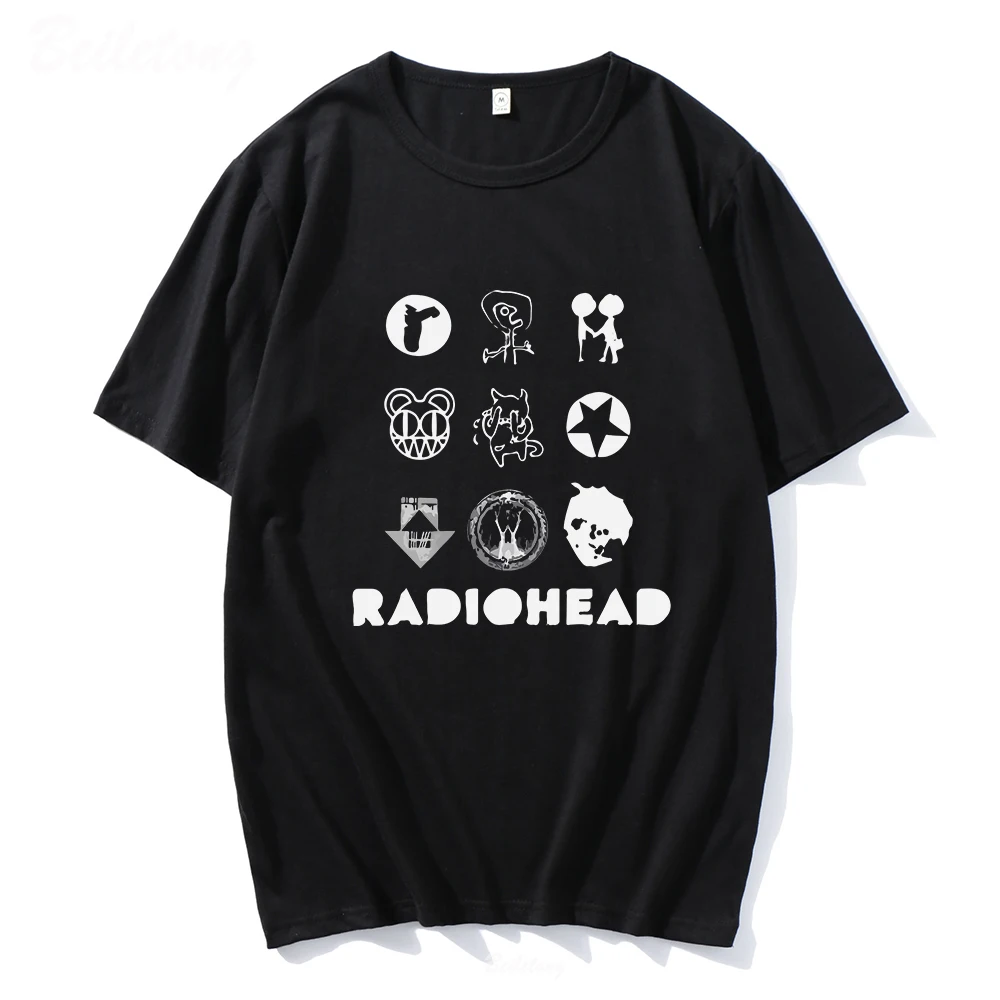 Radiohead Classic T Shirt Men and Women 100% Cotton Indie Fans Band Rock Boy Print Loose Japan Station Tops Music Tees Male Tops