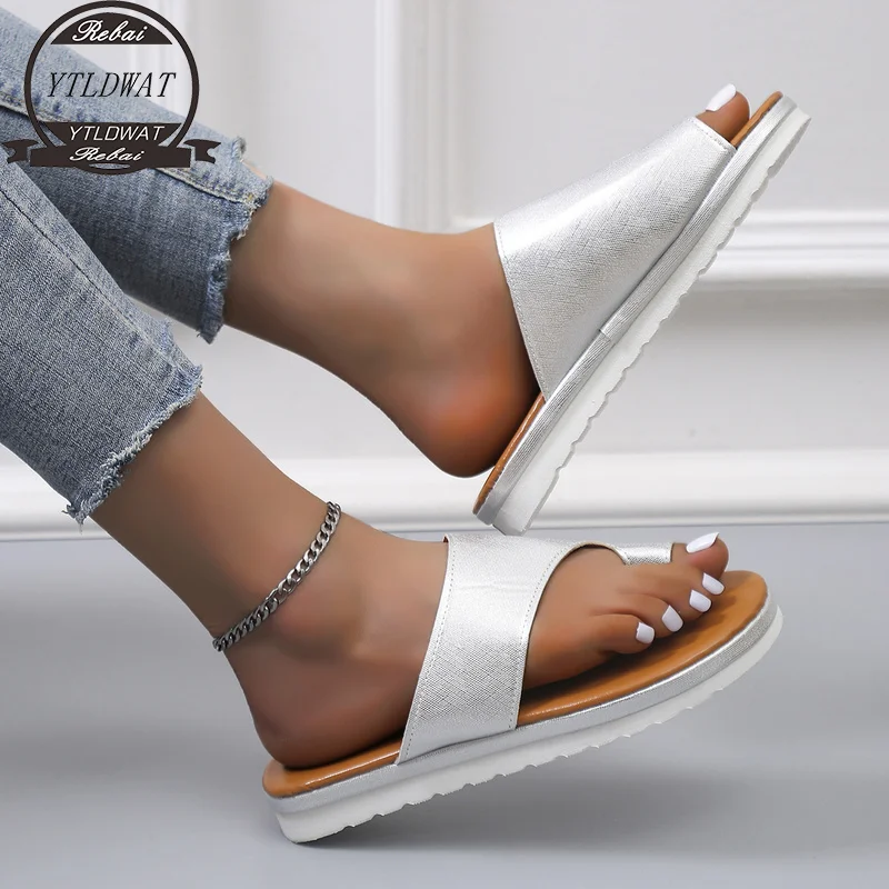 YTLDWAT Women Comfy Plain Shoes Flat Platform Sandals Ladies Casual Big Toe Foot Correction  Orthopedic Bunion Corrector