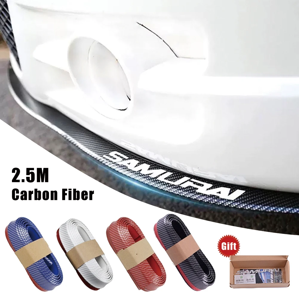 

2.5M Car Bumper Protector Front Lip Carbon Fiber Rubber Car bumper Lip Mouldings Splitter Chin Body Kits Spoiler Auto Exterior