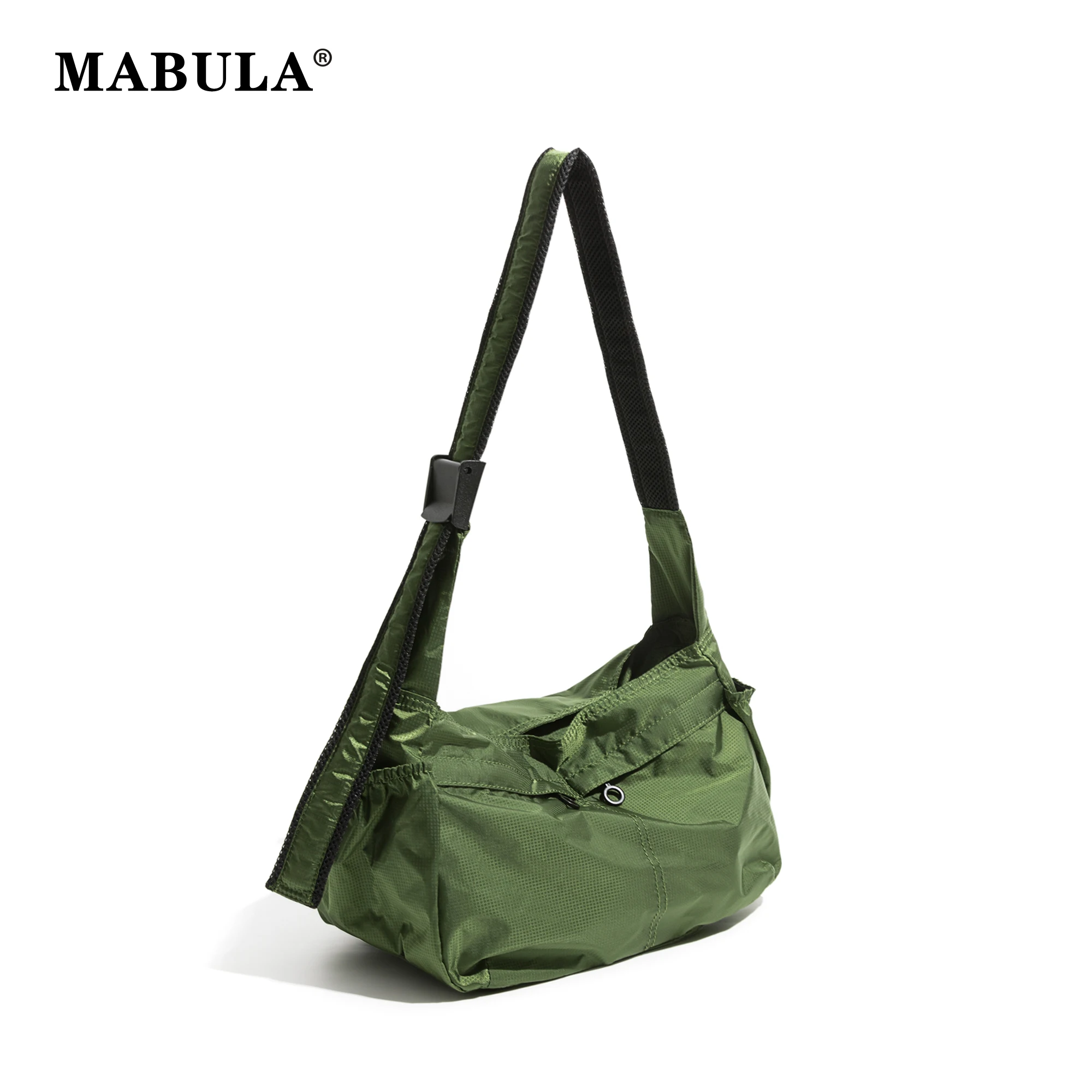 

MABULA Solid Color Women Shoulder Bag With Multi Zippers Simple Quilted Lattice Crossbody Bag Large Capacity Messenger Bags
