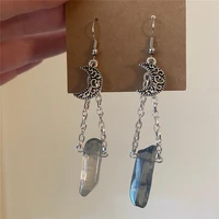 goth crescent moon crystal quartz dangle earrings for women girl gift charm jewelry summer accessories