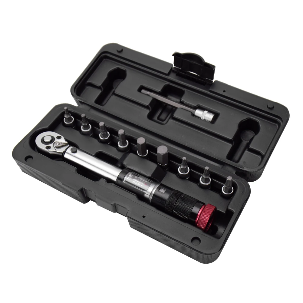 

11PCS 4-20Nm Preset Torque Wrench Bits Set Mini Portable Adjustable Torque Wrench Scale Reading Window for Household