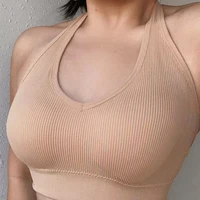 halter neck tube top underwear women gather large open back beautiful back vest with chest pad outside wear inside sling bra