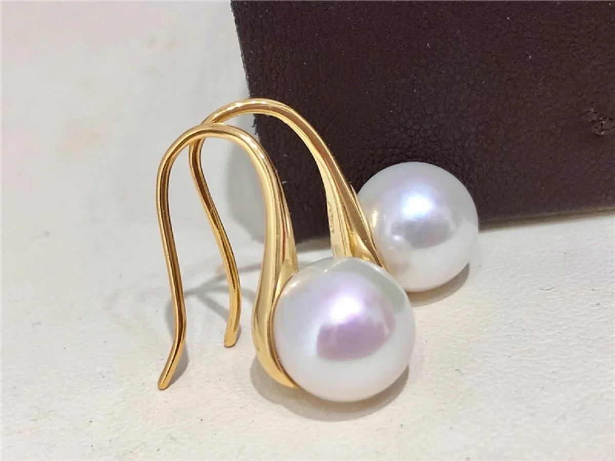 

PERFECT AAAA++++ 8-9mm SOUTH SEA WHITE Pearl 18Kp gold earrings