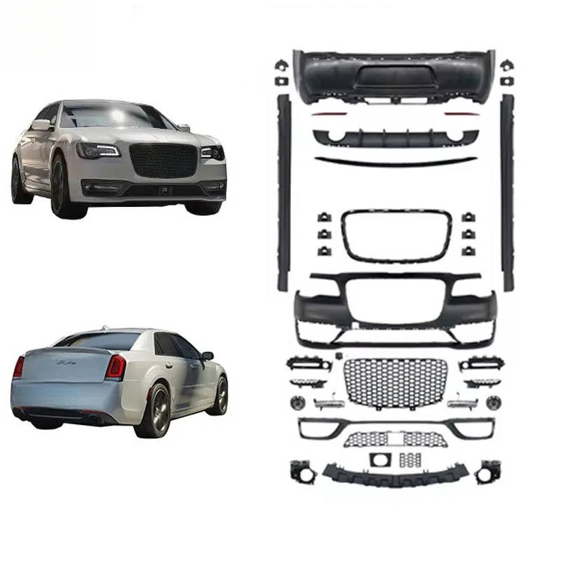 Фото Прочный комплект для рестайлинга кузова Chrysler 300C (2016-2024) в стиле 300S SRT: передний и задний бамперы, боковые пороги для улучшения внешнего вида автомобиля №4