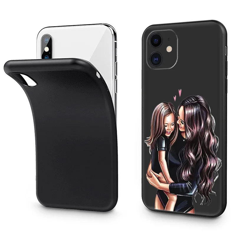 Черный матовый чехол для телефона iphone 16 15 14 13 12 Mini 11 16Pro Max 7 8 Plus X XS XR мягкий с