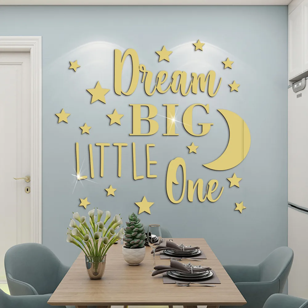 

Acrylic interior Big Dream Star Moon decoration mirror wall sticker DIY mirror sticker living room bedroom bathroom