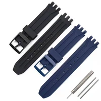 three prong interface 18mm silicone pin buckle strap is suitable for swatch waterproof mens and womens watch accessories