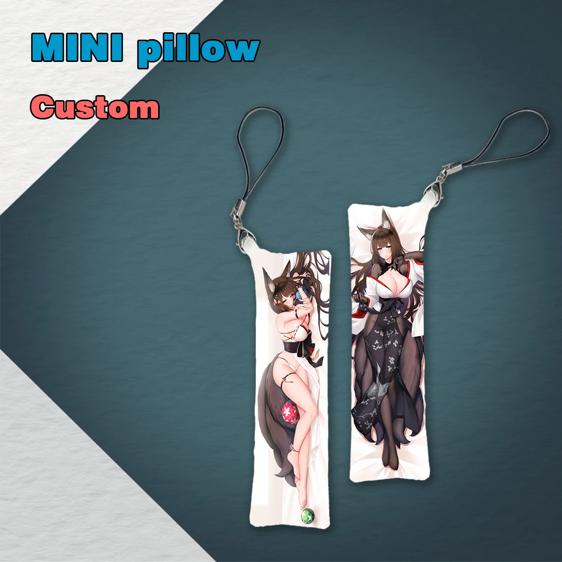 

Anime Game Azur Lane Amagi Mini Dakimakura Keychain Pillow Hanging Ornament Phone Strap Cute Gift 3x10cm