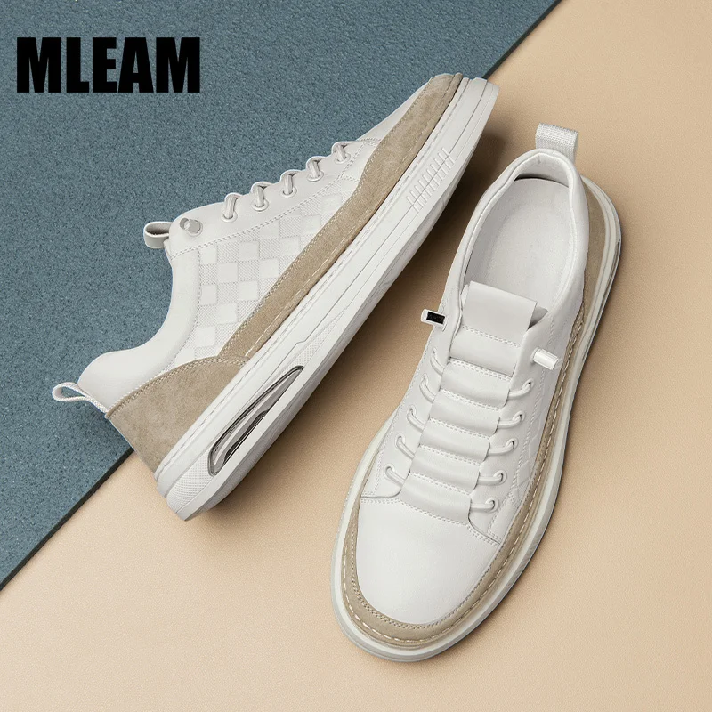 Мужские модные кожаные кроссовки в Корейском стиле оригинальные белые с