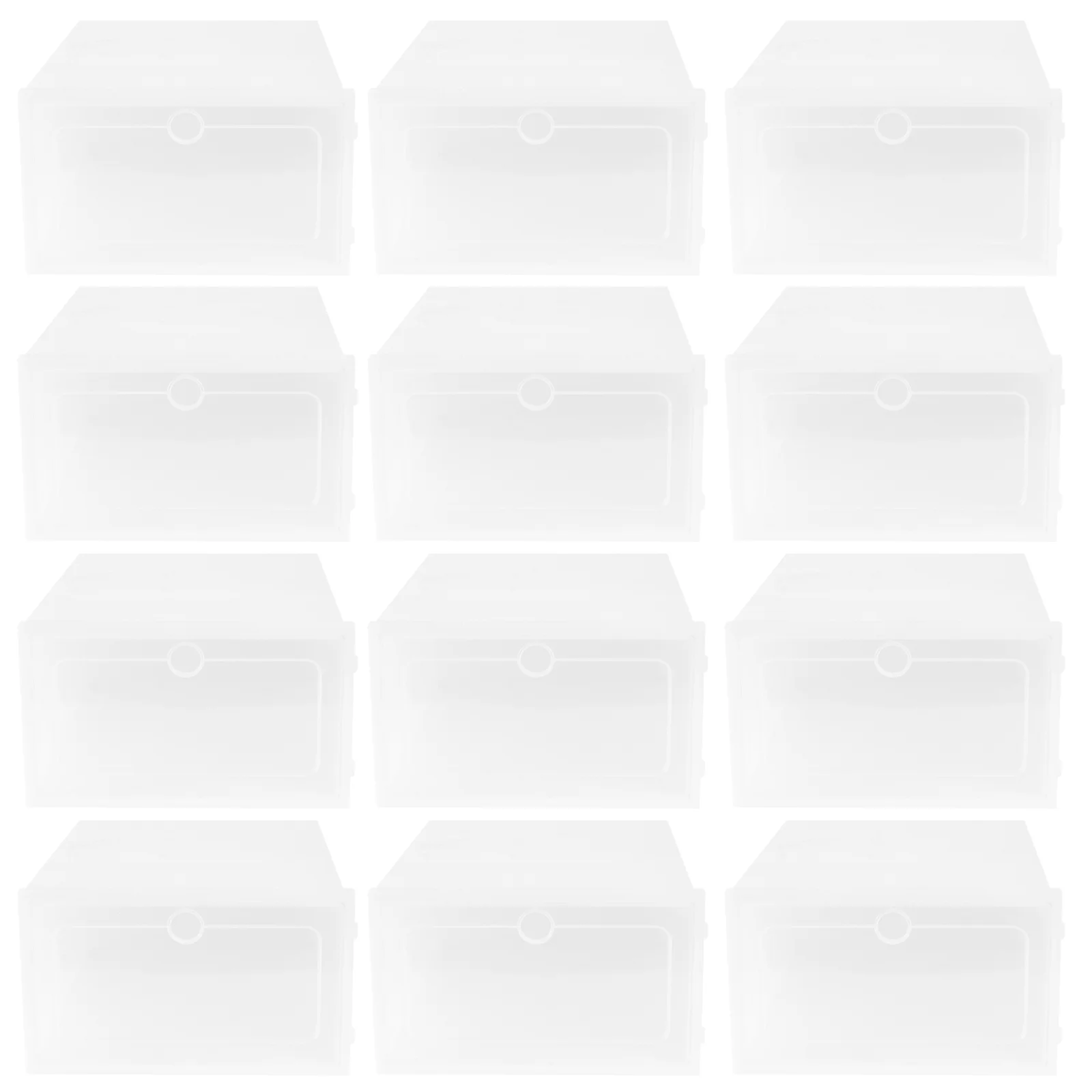 

12PCS Thicken Shoes Box Transparent Stackable Shoes Storage Box Plastic Shoe Container - Size (White)