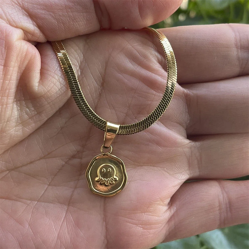 Ожерелье из нержавеющей стали осьминог медуза эстетическое ожерелье простое