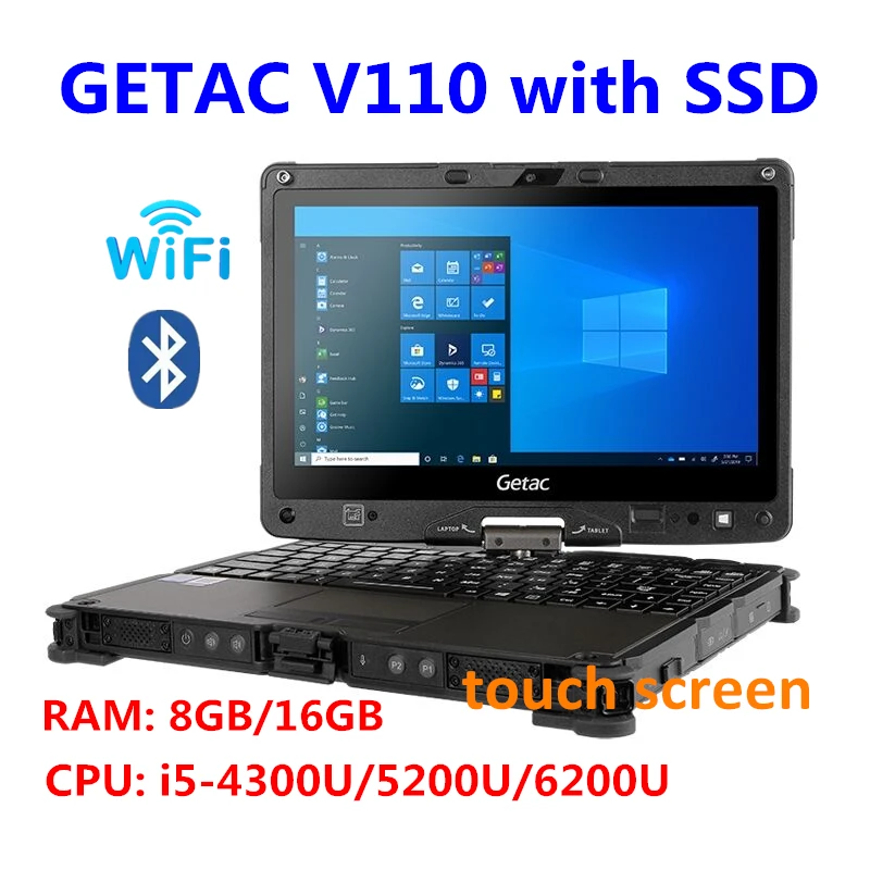 Подержанный ноутбук Getac V110 i5 4300U/5200U/6200U 8 ГБ ОЗУ 16 Гб ОЗУ жесткий экран планшетный ПК зарядное устройство для диагностического инструмента