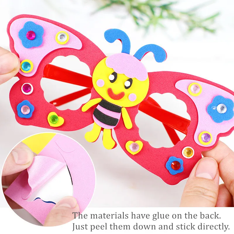 2pcs Creative DIY Glasses Baby Kids Children Handmade EVA Glasses Frame Cartoon Glasses Stickers Kids Puzzle Toys Craft Toys