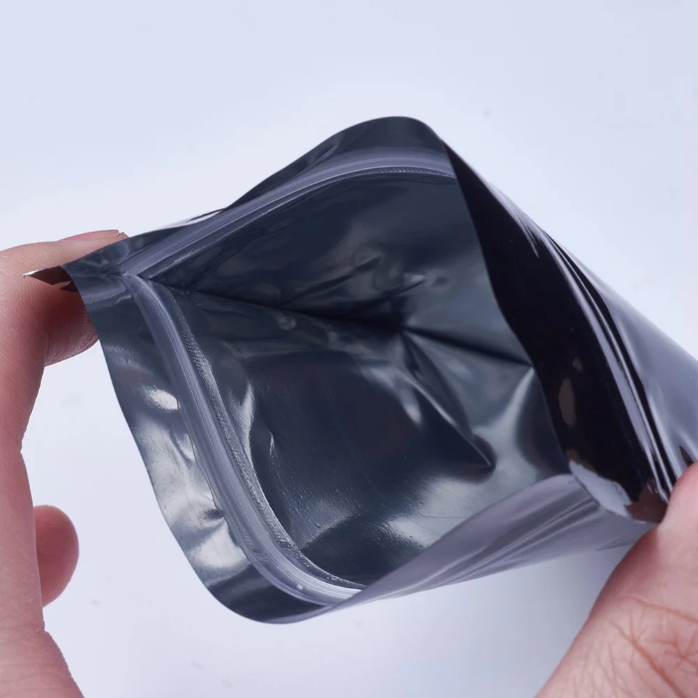 80Pcs Black Aluminum Foil Zip Lock Plastic Bags Self Seal Tear Notch Resealable Pouches for Jewelry Parts Crafts Storage Packing