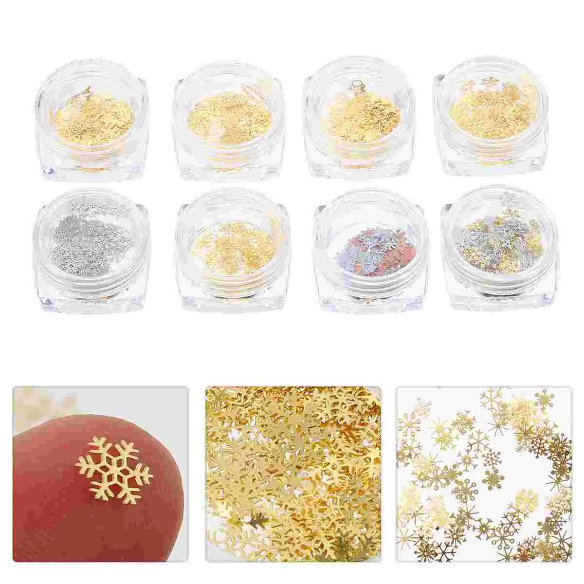 

8 Boxes Nail Decals Christmas Hollow Manicure Sequins Nail Sticker Set