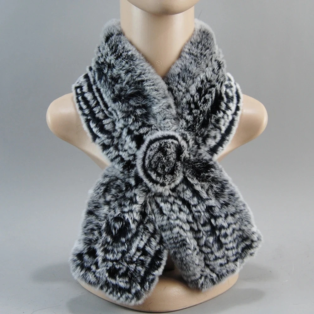 2024 хит продаж вязаный вручную шарф из натурального меха кролика рекс женский