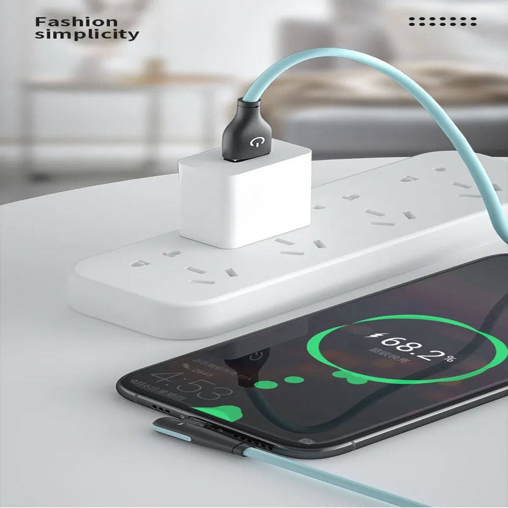 Мягкий силиконовый кабель USB C для быстрой зарядки на 90 градусов 5 А USB-кабель типа