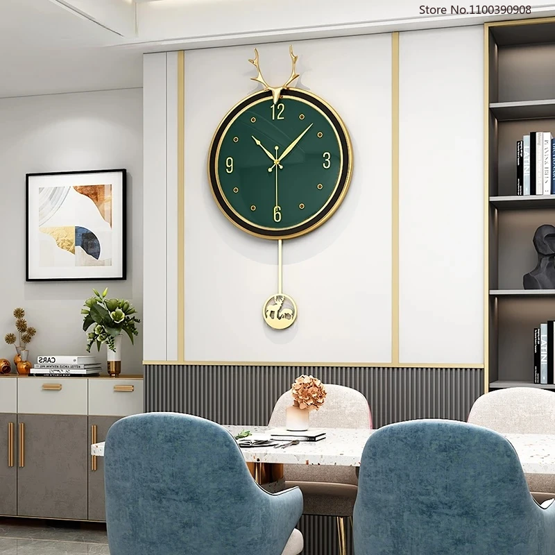 

Resin Wall Clock Modern Design Watch Wall Decor Deer Head Horloge Living Room Home Interiors Decoration Reloj De Pared Moderno
