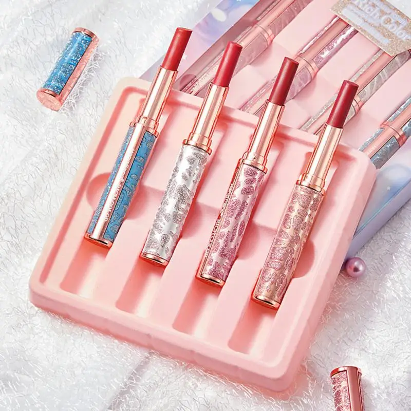 

4Pcs/Set Waterproof Lipstick Sexy Lip Stick Matte Velvet Lipsticks Lips Makeup Cosmetics Labiales Matte Non-Stick Cup TSLM1