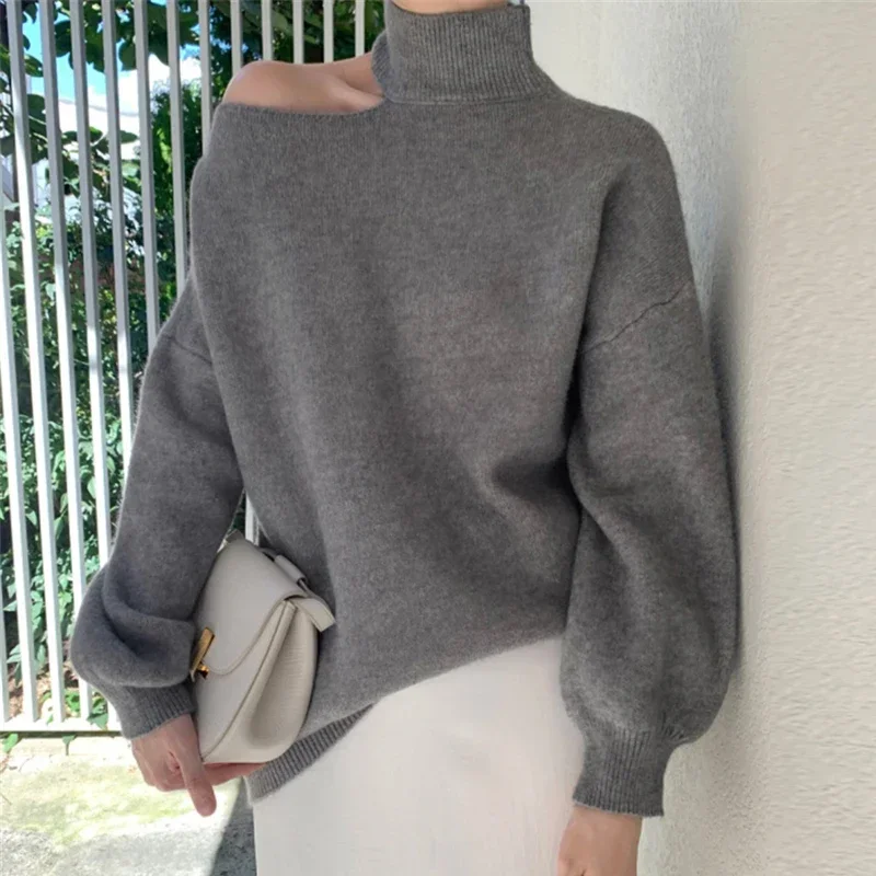 Повседневная Свободная верхняя одежда вязаные топы модный пикантный свитер с