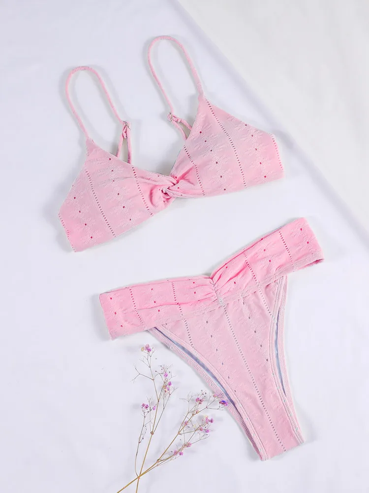 

Розовый комплект бикини 2022, бикини с высокой талией, купальник пуш-ап, женский купальник с завязками, купальный костюм, пляжная одежда, женск...