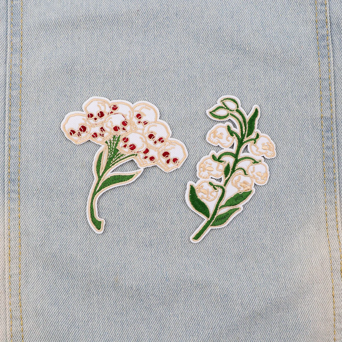 Патчи с вышивкой скелетом и цветами термоклейкие патчи для одежды в стиле панк