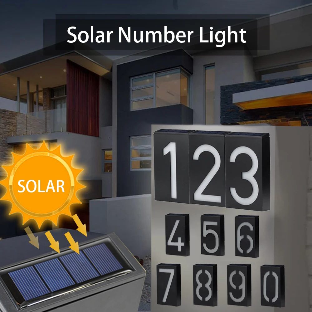 Solar House Number Light Solar Led Light Outdoor Garden Solar Number Door Plate Outdoor Lighting Rechargeable House Number Light images - 1
