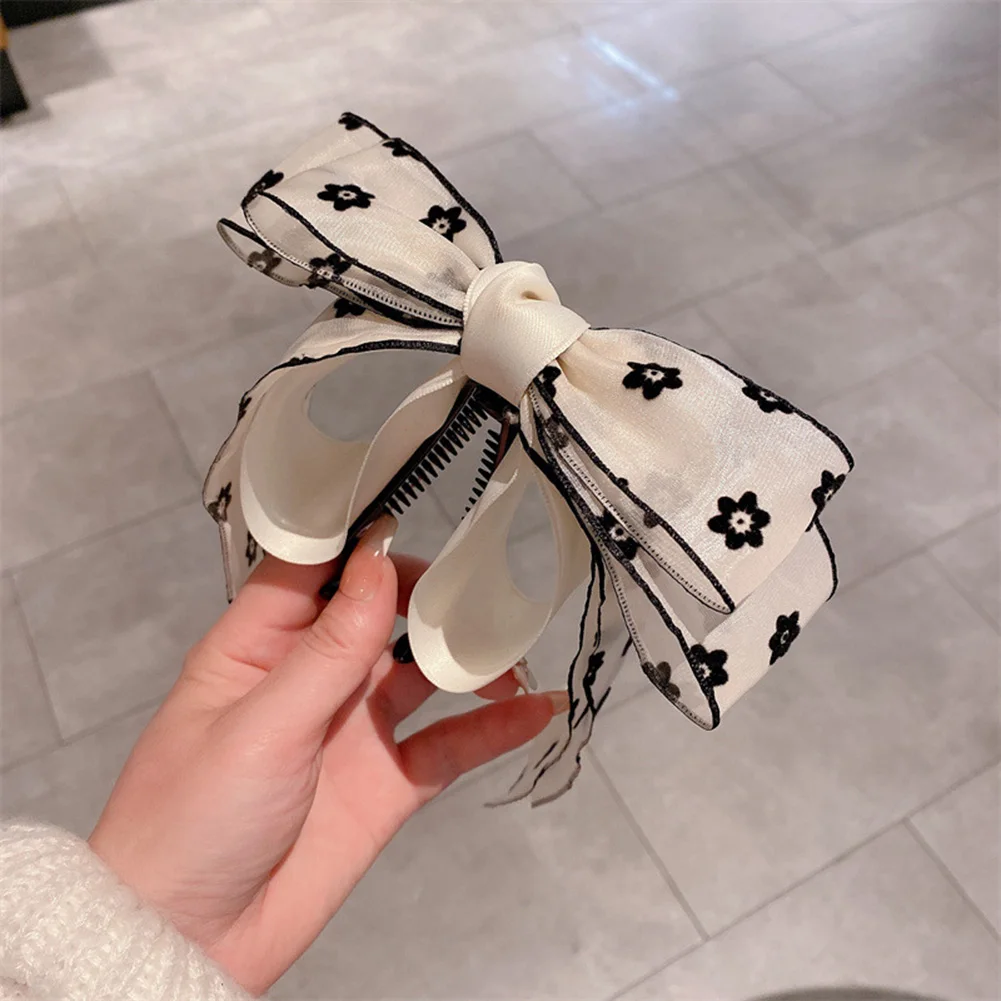 

Korea Banana Hair Clip New Bow Ribbon Hair Claws Women Barrettes Hairpins Hair Accessories For Girls Ponytail Hoder Hair Clamp