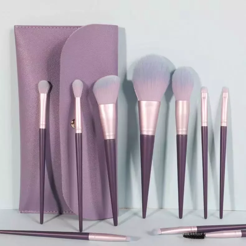 

NEW2023 10PCS Makeup Brushes Set Purple Brushes Foundation&Powder&Blush Fiber Makeup Brushes Beauty Tools Face Lip Eyesh