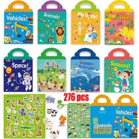 hot new children scene stickers diy hand on puzzle sticker books reusable cartoon animal learning cognition toys for kids gift