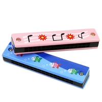 16 holes wooden harmonica for children toys musical instruments double row blow cartoon color woodwind mouth organ melodica