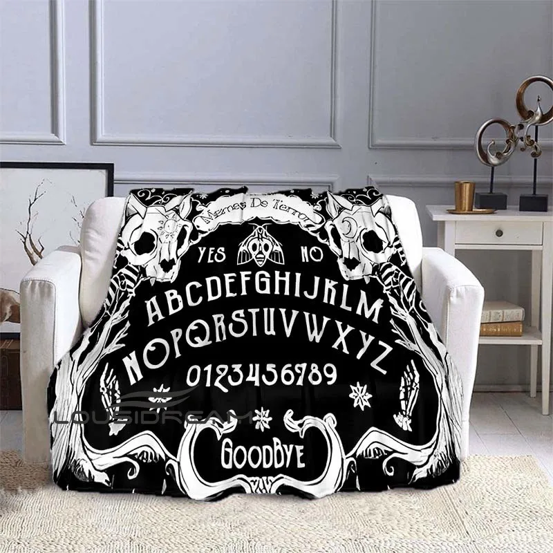 

Кошачий череп Ouija, доска, плед, одеяло, Черное солнце, луна, готическое дорожное одеяло, домашний декор, одеяло для Хэллоуина, Декор, одеяло дл...