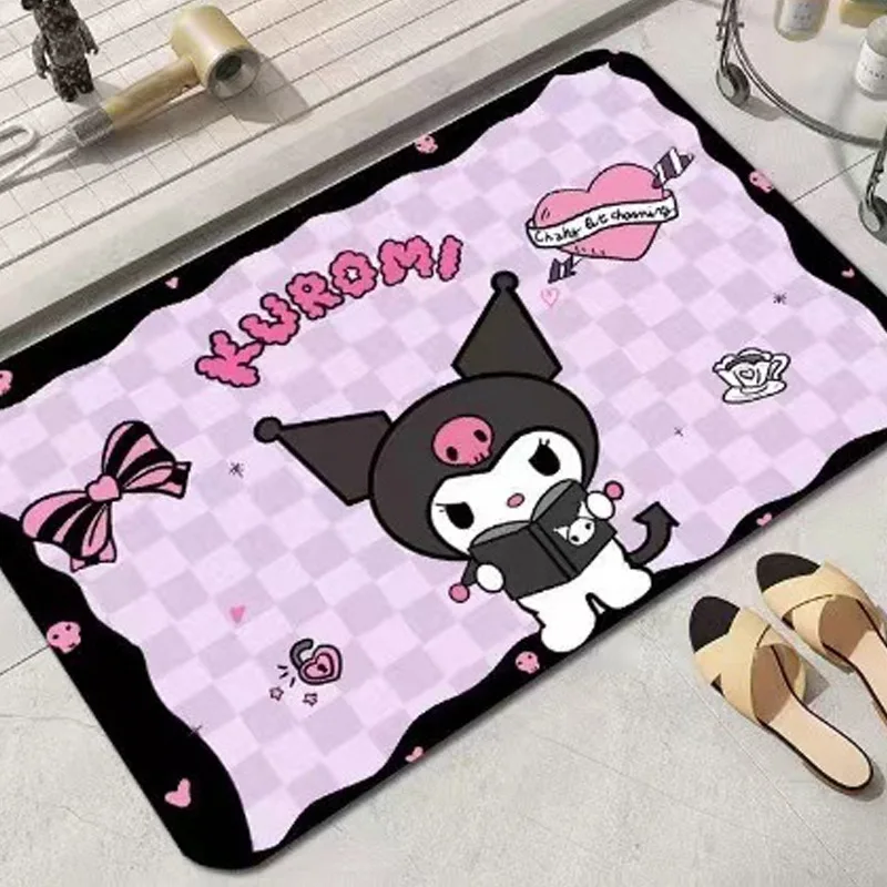 

My Melody Kuromi Carpet Cute Cartoon Anime Absorb Water Dirty Resistant Non-slip Diatom Mud Bathroom Kitchen Floor Mat Household