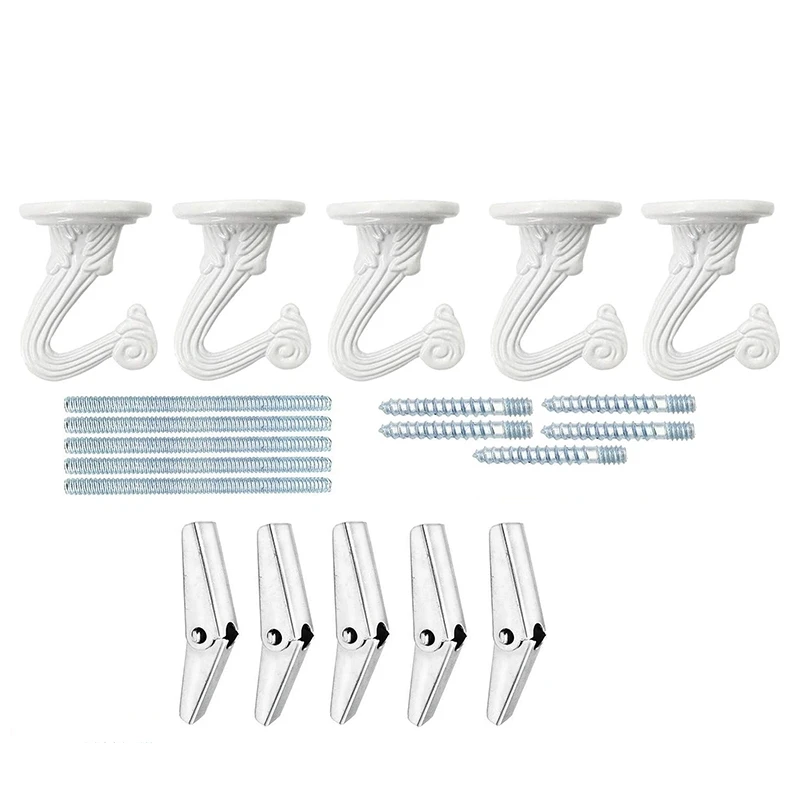 

5Pcs Metal Folding Orchid Hook Hardware Accessories With Mounting Accessories White
